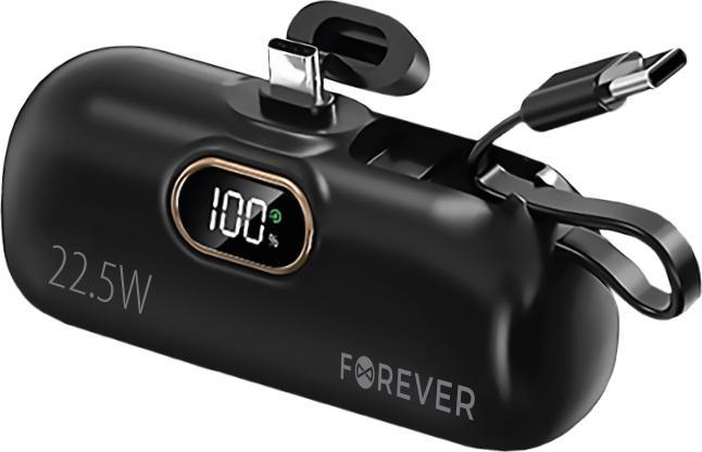 Forever mini power bank MTB-100 22,5W 5000 mAh USB C nero (5000 mAh, 22.50 W, 22.50 Wh)