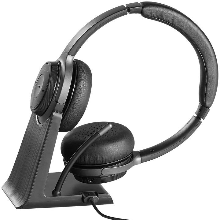 Immagine prodotto Callstel Auricolare stereo professionale con Bluetooth 5, batteria da 18 ore e stazione di ricarica 2in1 (Senza fili, USB-C)
