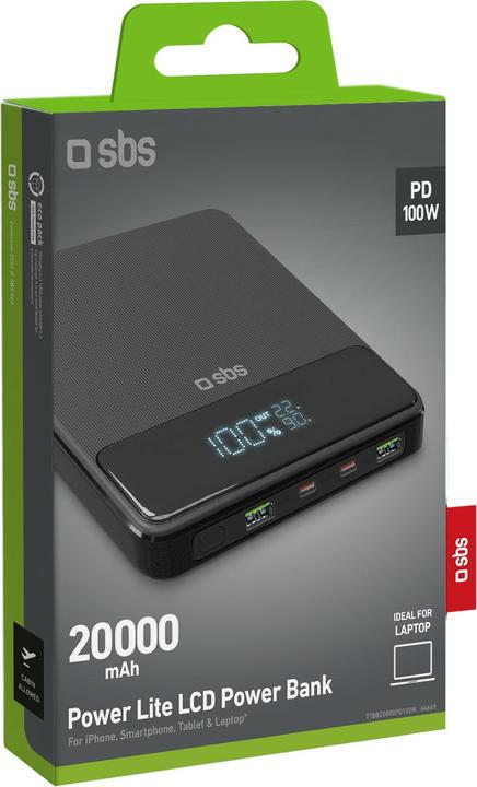 Produktbild SBS Ultra-schlanke Powerbank mit 20.000 mAh 100 Watt (20000 mAh, 100 W)