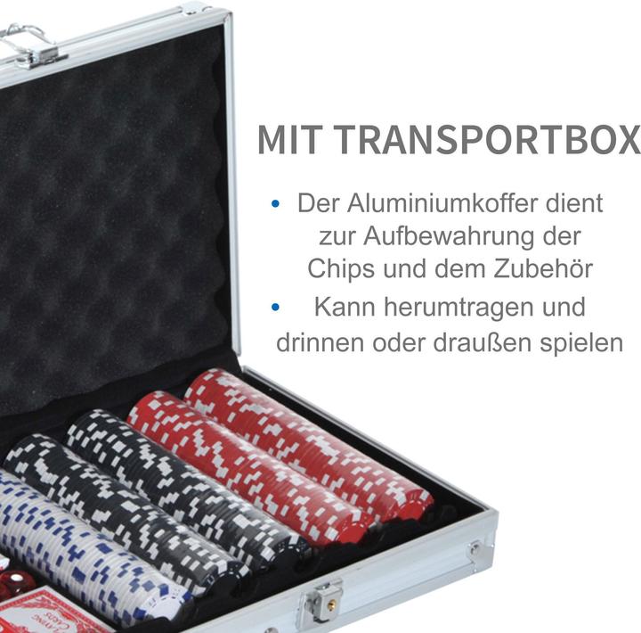 Image du produit Homcom Mallette de poker incluant un set de poker (Anglais, Allemand, Français, Italien)