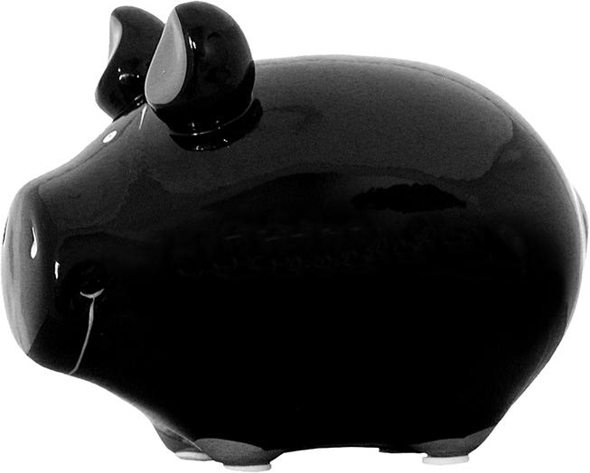 Produktbild G. Wurm Spardose KCG Kleinschwein, Blanko Schwarz, aus Keramik, Art. 100731 (B/H/T) 12,5x9x9cm