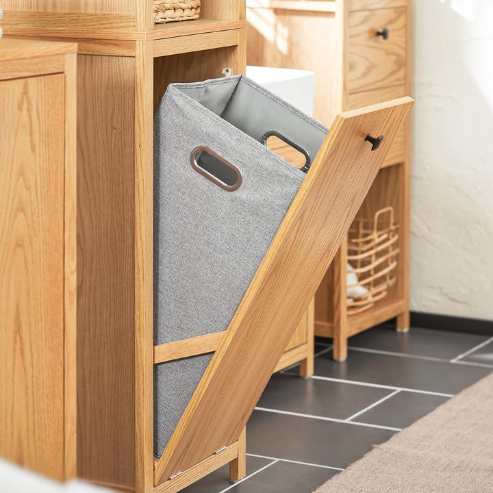 Actual product image SoBuy Narrow bathroom cabinet with laundry bag