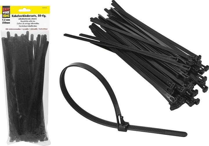 Immagine prodotto Easy Work Fascette per cavi, riutilizzabili (Fascette in plastica, 250 mm, 50 pz.)