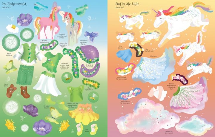 Produktbild Mein Anziehpuppen-Stickerbuch: Regenbogen-Einhörner