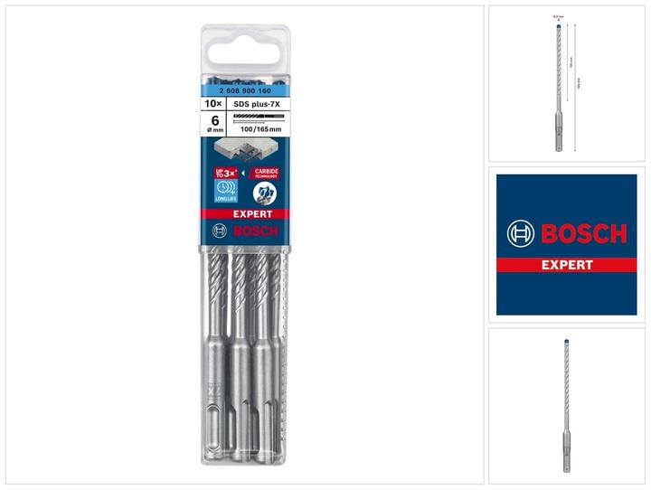 Produktbild Bosch Professional Zubehör EXPERT SDS plus-7X Hammerbohrer, 6 x 100 x 165 mm, 10-tlg. (6 mm)