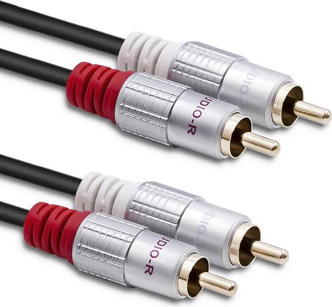 Actual product image Qoltec 52335, 2 x RCA, Male, 2 x RCA, Male, 0.5 m, Black (0.50 m)