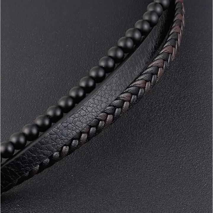 Produktbild Cbx Lederarmband mit Perlen und Magnetschnalle 22cm (22 cm, Leder, Edelstahl)