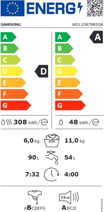 Energie-Label Samsung WD11DB7B85GBU3