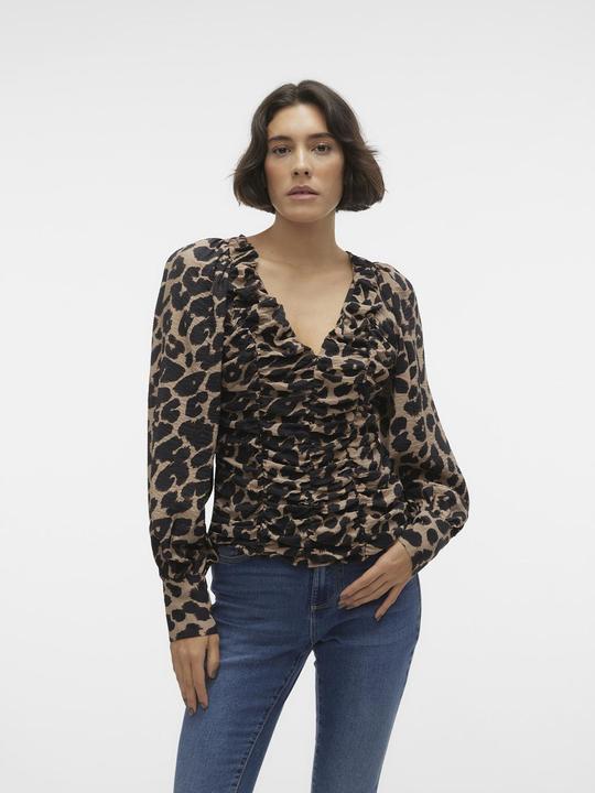 Image du produit Vero Moda Vmiris L/S Vneck Gathering Top Wvn Pop1 Top (XS)