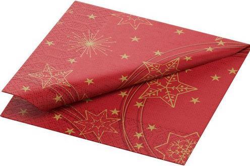 Image du produit Duni Serviet 24x24 cm 3-lag Star Shine Red,50 pcs/pk (50 x, 24 x 24 cm)