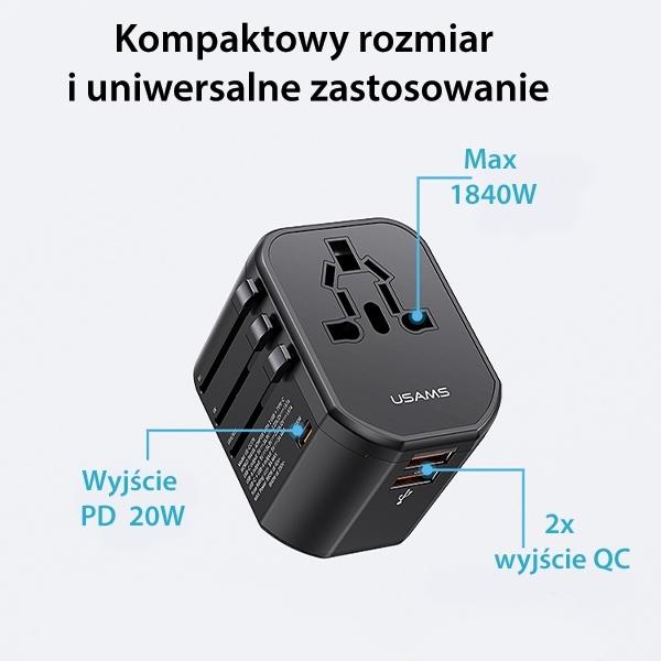 Actual product image Usams T59 Travel Charger with 20W Dual USB-A + Type-C