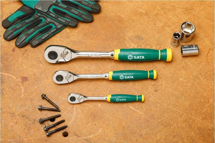 Actual product image SATA Ratchet set with comfort grip, 3-piece. (3/8", 1/4", 1/2")