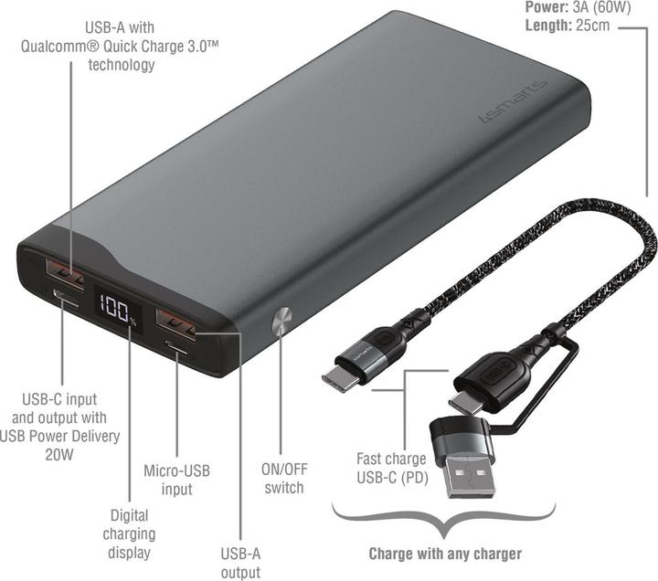 Immagine prodotto 4smarts VoltHub Pro (10000 mAh, 22.50 W, 37 Wh)