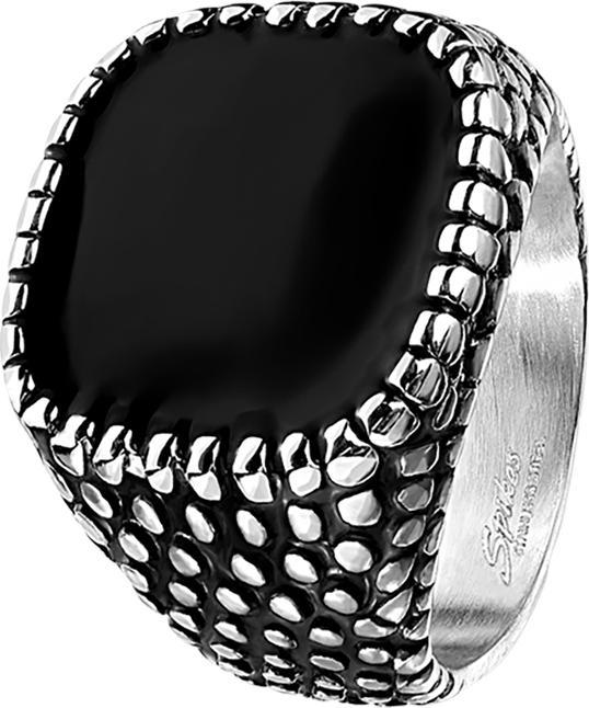 Produktbild Star Piercing Ring silber Drachenhaut und schwarzes Emaille Quadrat (55, 950 Platin)