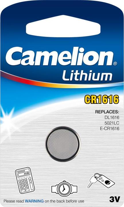 Immagine prodotto Camelion 13001161 Pile a bottone al litio 3 Volt CR1616/ 1 pezzo (1 pz., CR1616, 50 mAh)