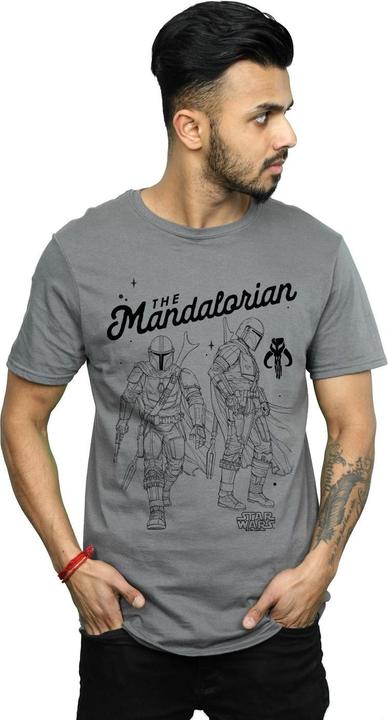 Actual product image Star Wars Mens The Mandalorian Hunter Profile T-Shirt (XL)