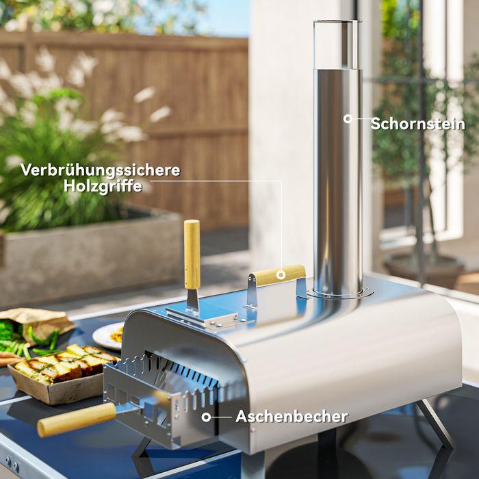 Actual product image Swisshandel24 Outdoor Pizzaofen Holzbefeuerter Pizza Ofen Edelstahl, Pizzastein (Pizza oven wood)