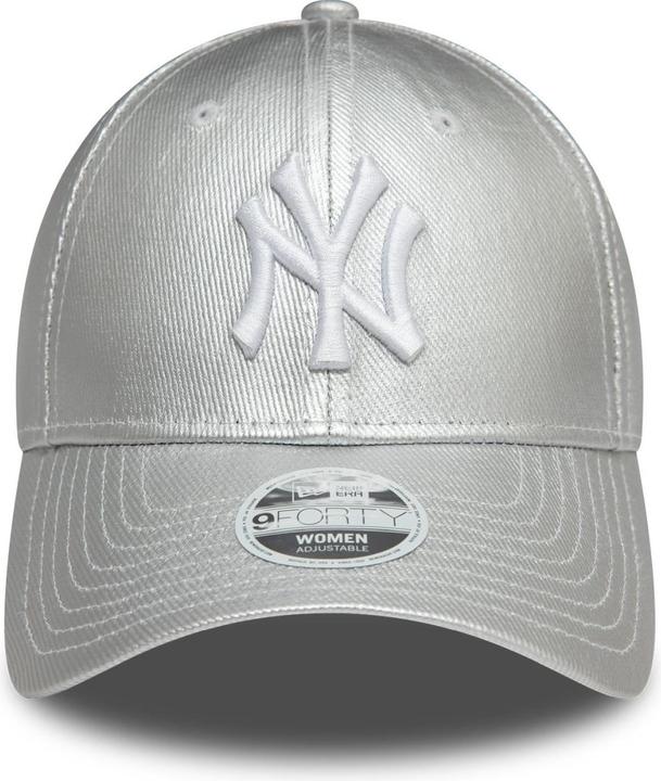Actual product image New Era 9Forty Damen Cap - METALLIC DENIM NY Yankees silber