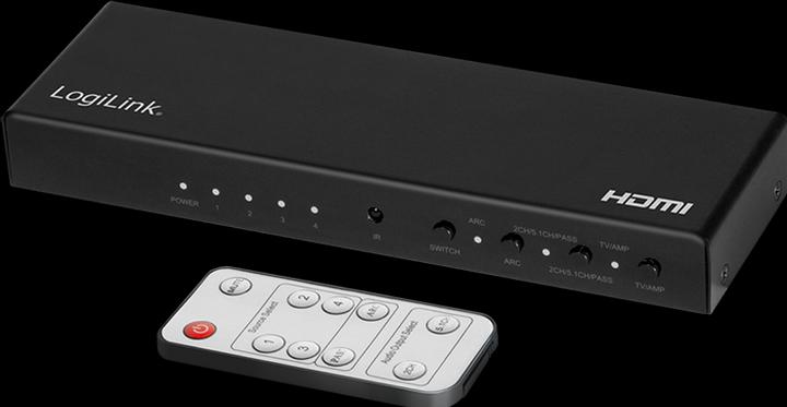 Actual product image LogiLink HDMI switch, 4x1 port, 4K/60 Hz, HDCP, HDR, ARC, Audio Extract, RC