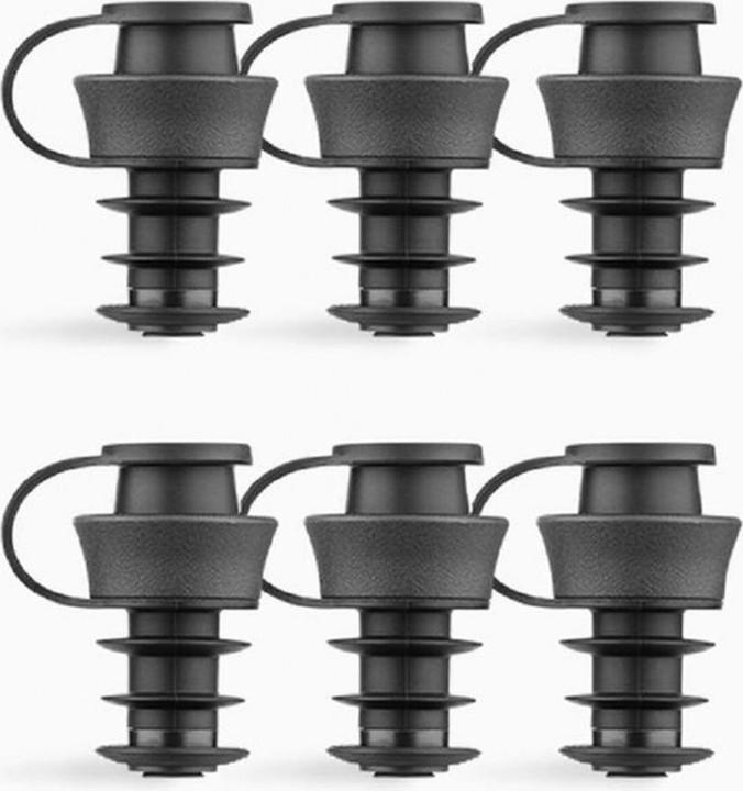 Coravin Screw cap for wine pourer 6 pieces, black (Wine stopper)
