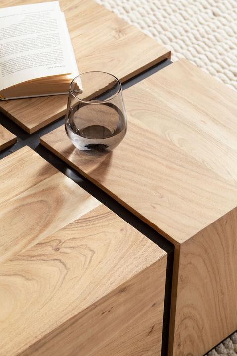 Produktbild FineBuy Couchtisch Sofatisch Akazie Massivholz 62 cm Quadratisch Wohnzimmertisch (62 x 62 x 33 cm)