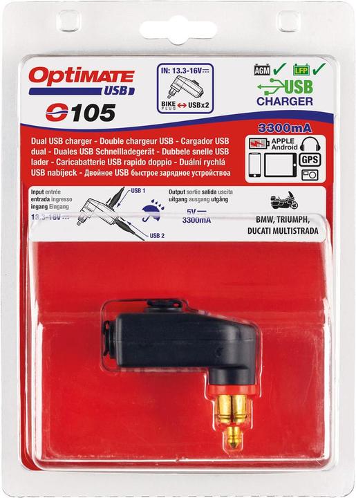 Actual product image Tecmate USB double plug to DIN socket