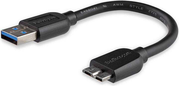 Produktbild StarTech 15cm schlankes SuperSpeed USB 3.0 A auf Micro B Kabel - St/St - USB 3.0 Anschlusskabel - Schwarz (0.15 m, USB 3.2 Gen 1)
