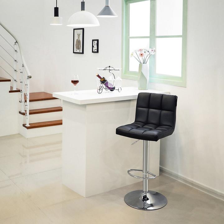 Produktbild Songmics Barhocker höhenverstellbar, Kunstleder, Schwarz, 2er Set