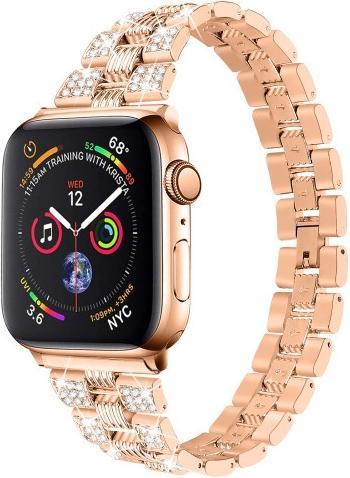 Produktbild Cover-Discount Apple Watch 42/44/45mm - Edelstahl mit Strass Armband roségold (42 mm, 44 mm, 45 mm, Edelstahl)