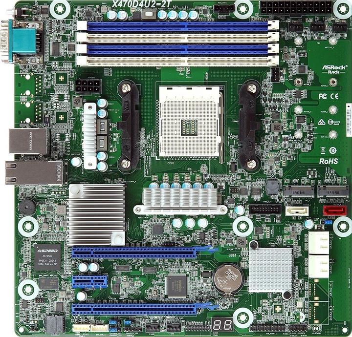 AsRock Moederbord X470D4U2 micro-ATX Socket AM4 Single (AM4, AMD X470, mATX)