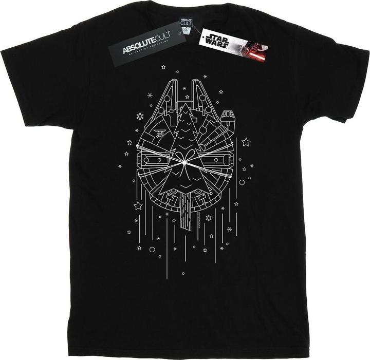 Actual product image Star Wars Mens Millennium Falcon Christmas Tree Delivery T-Shirt (M)