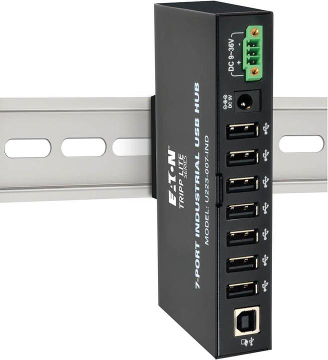 Produktbild Eaton 7-Port Industrial-Grade USB 2.0 Hub 15kV ESD Immunity Metal Housing Mountable (USB-B, 7 Ports)