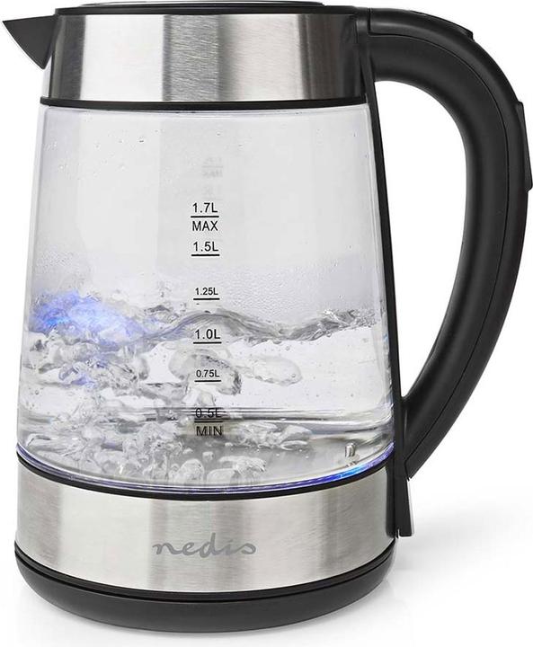 Actual product image Nedis Kettle - Glass housing - Temperature display - Variable temperatures (60, 70, 80, 90, 100 (1.70 l, EU plug)
