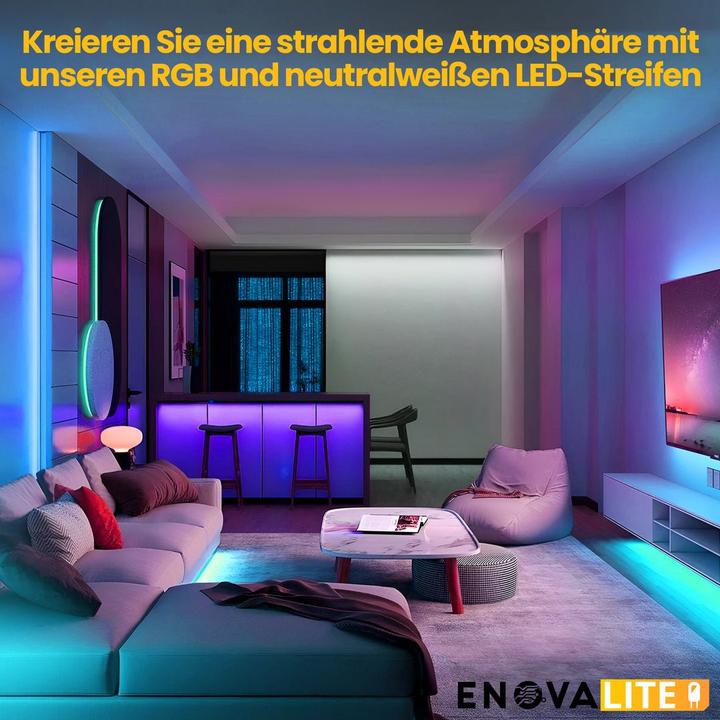Immagine prodotto Enovalite Strisce LED (Bianco neutro, 500 cm, Interno, Esterno)