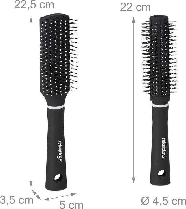 Actual product image Relaxdays Hairbrushes Set of 4, Travel Bag