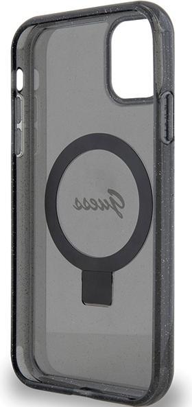 Actual product image Guess GUHMN61HRSGSK iPhone 11 / Xr 6.1" czarny/black hardcase Ring Stand Script Glitter MagSafe (Apple iPhone 11)