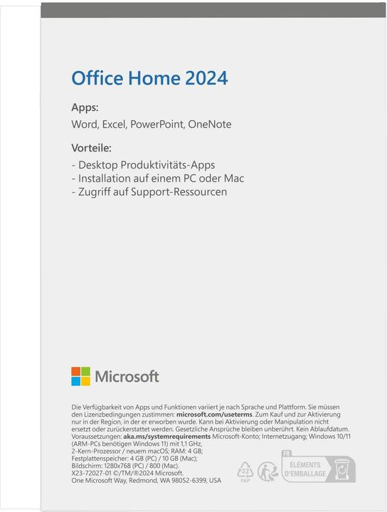 Immagine prodotto Microsoft Office Home 2024 (DE) (1 Utente, Senza limiti)