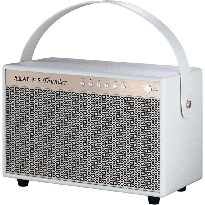 Actual product image INNE Akai M5-Thunder White Retro Style Portable Bluetooth Speaker (12 h, Rechargeable battery operated)