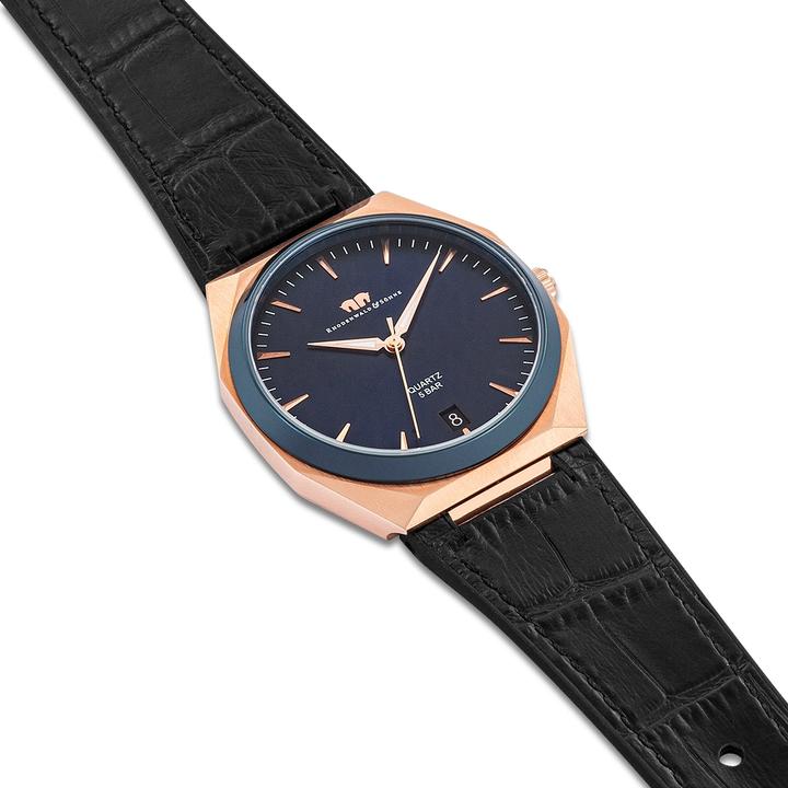 Immagine prodotto Orologio al quarzo da uomo Cooledge in vera pelle/silicone nero - 26521 (Orologio da polso analogico, 42 mm)