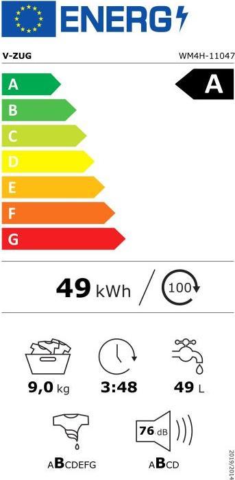Energy Label V-Zug V400 (8 kg, Left, CH plug)