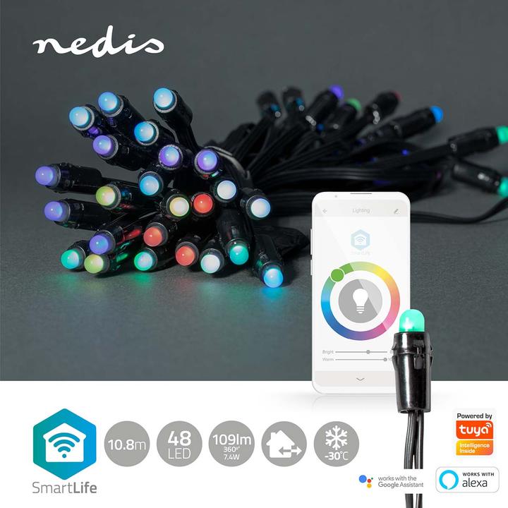 Actual product image Nedis SmartLife Decorative LED | Wi-Fi | RGB | 48 LED's | 10.80m | Android™ / IOS (0.23 m)