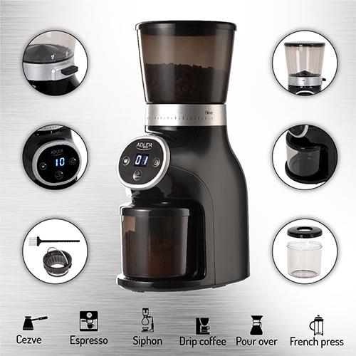 Produktbild Adler AD 4450 Burr coffee grinder, Black (EU-Stecker)