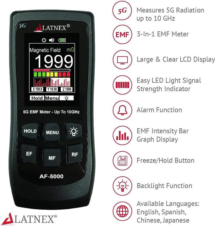 Actual product image Latnex EMF meter