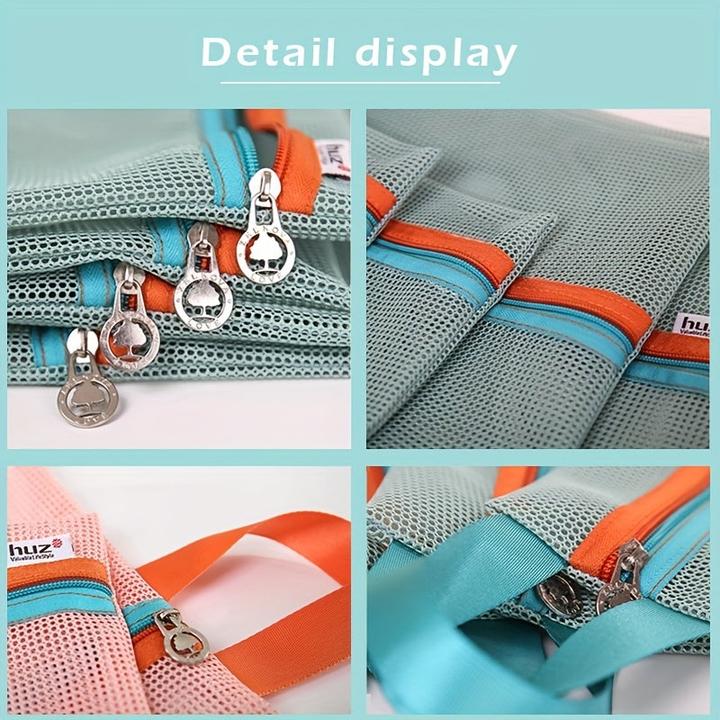 Actual product image Only-Bags.Store 4 pieces Travel Mesh Storage Bags, lightweight, versatile organisers, portable mesh bags