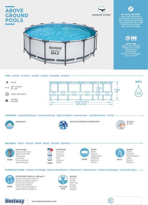 Image du produit Bestway Steel Pro Max Pool Set (Ø 457 x 122 cm)