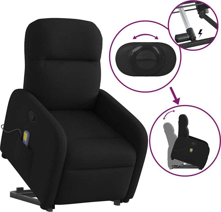 Actual product image VidaXL Massage chair with stand-up aid black fabric