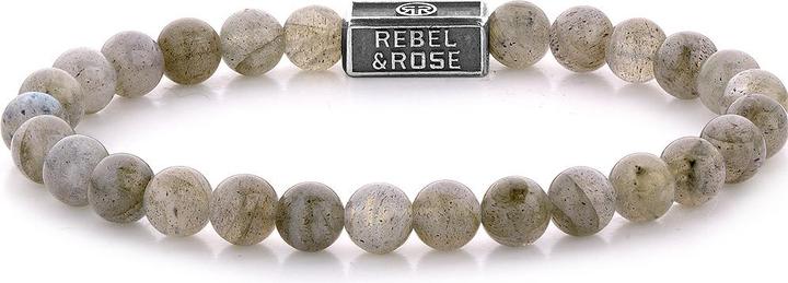 Actual product image Rebel Rose - Silver beaded bracelet Labradorite Shield RR-6S005-S - Dimension: 17.5 cm - M (M) (17.50 cm, Gemstone, Labradorite)