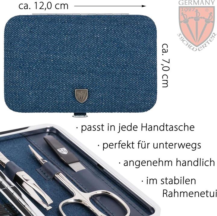 Image du produit Kellermann Set manucure 6 pcs lime à ongles en verre Genova bleu textile jeans