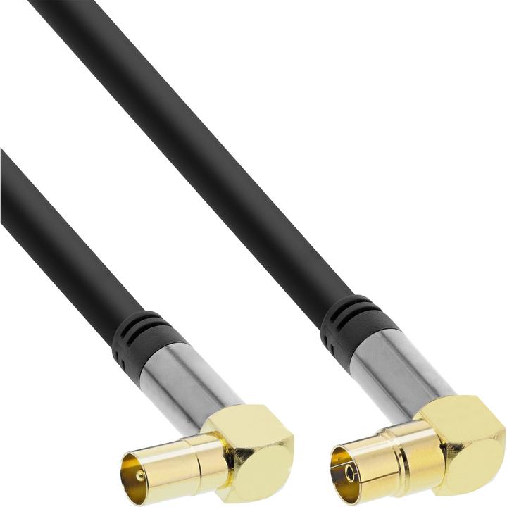 Produktbild InLine Premium Antennenkabel gewinkelt 4x geschirmt >110dB schwarz 10m (110 dB, Antennenkabel)