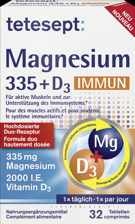 Produktbild Tetesept Magnesium 335 + Vitamin D3 Immun (32 Stück, Tabletten, 56 g)